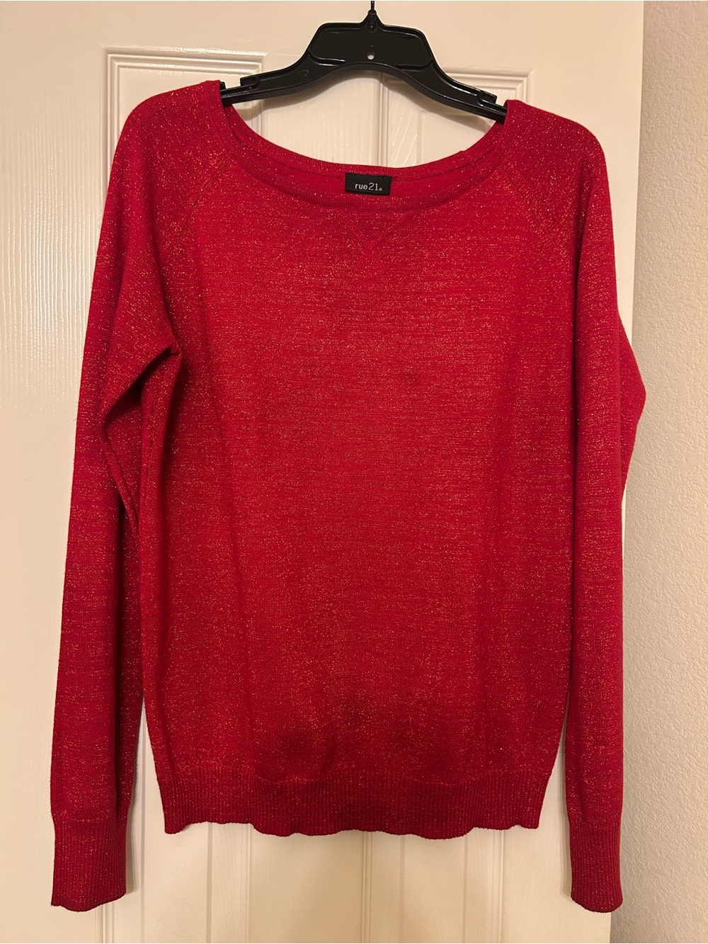 Rue21 Shimmery Red Scoop Neck Sweater
